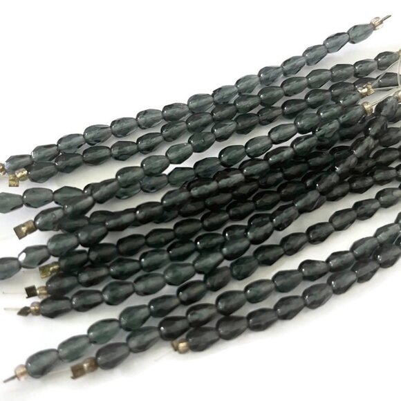 As Low as $2 6.5mm x 4.5mm Smokey Grey Faceted Pressed Drop Czech Beads (15) - Picture 3 of 3